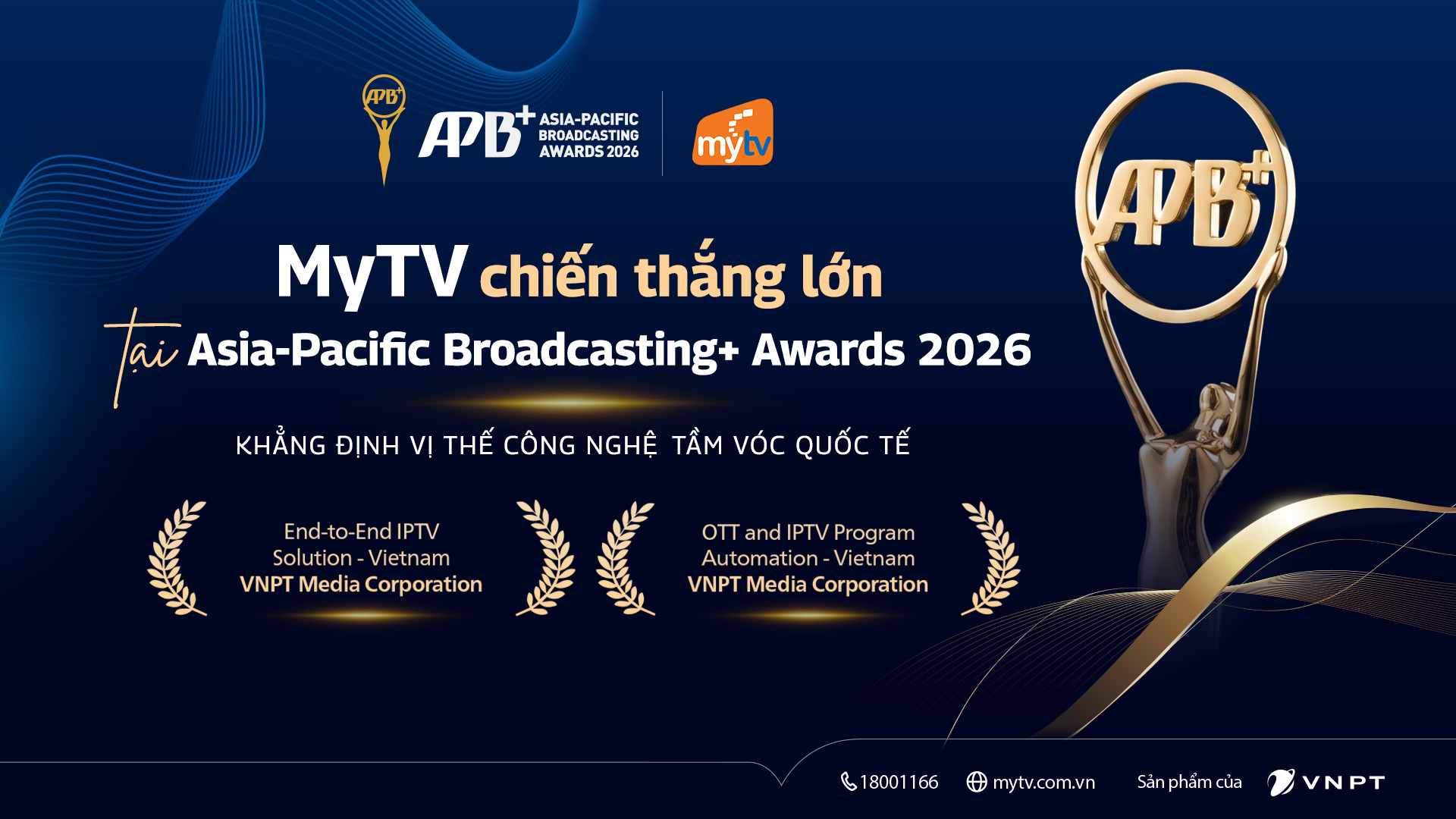 MyTV của VNPT thắng lớn tại Asia-Pacific Broadcasting+ Awards 2026