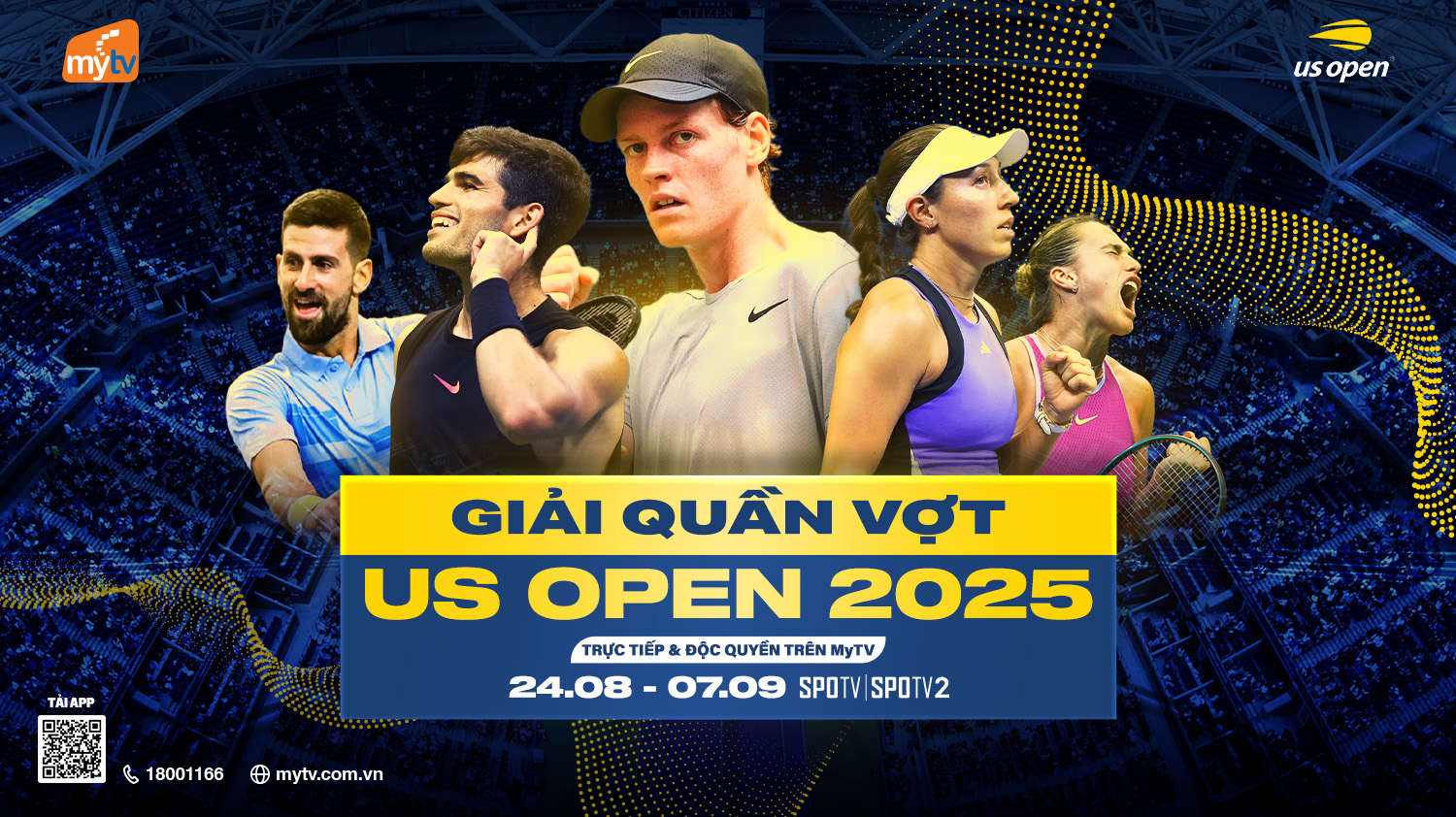 Trọn vẹn US Open 2025 cùng MyTV – Grand Slam bùng nổ trên mặt sân cứng New York